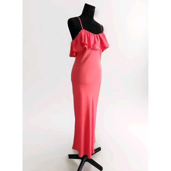J.Crew ruffle slip sheath silk Pink Coral dress Spaghetti Straps Size 6 - Picture 3 of 10